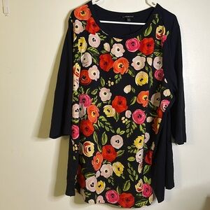 Lane Bryant cottage core long sleeve top size 22 blue red pink green flo…